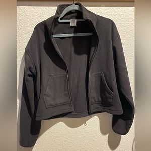 Size S Polyester Black Zip Up Jacket with Collar